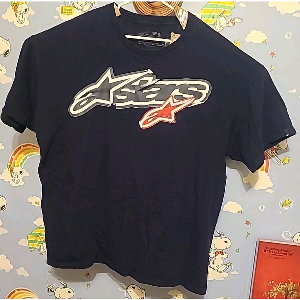 AStars Shirt Mens Size 2XL XXL Navy Blue Classic Fit Alpinestars Motocross MX